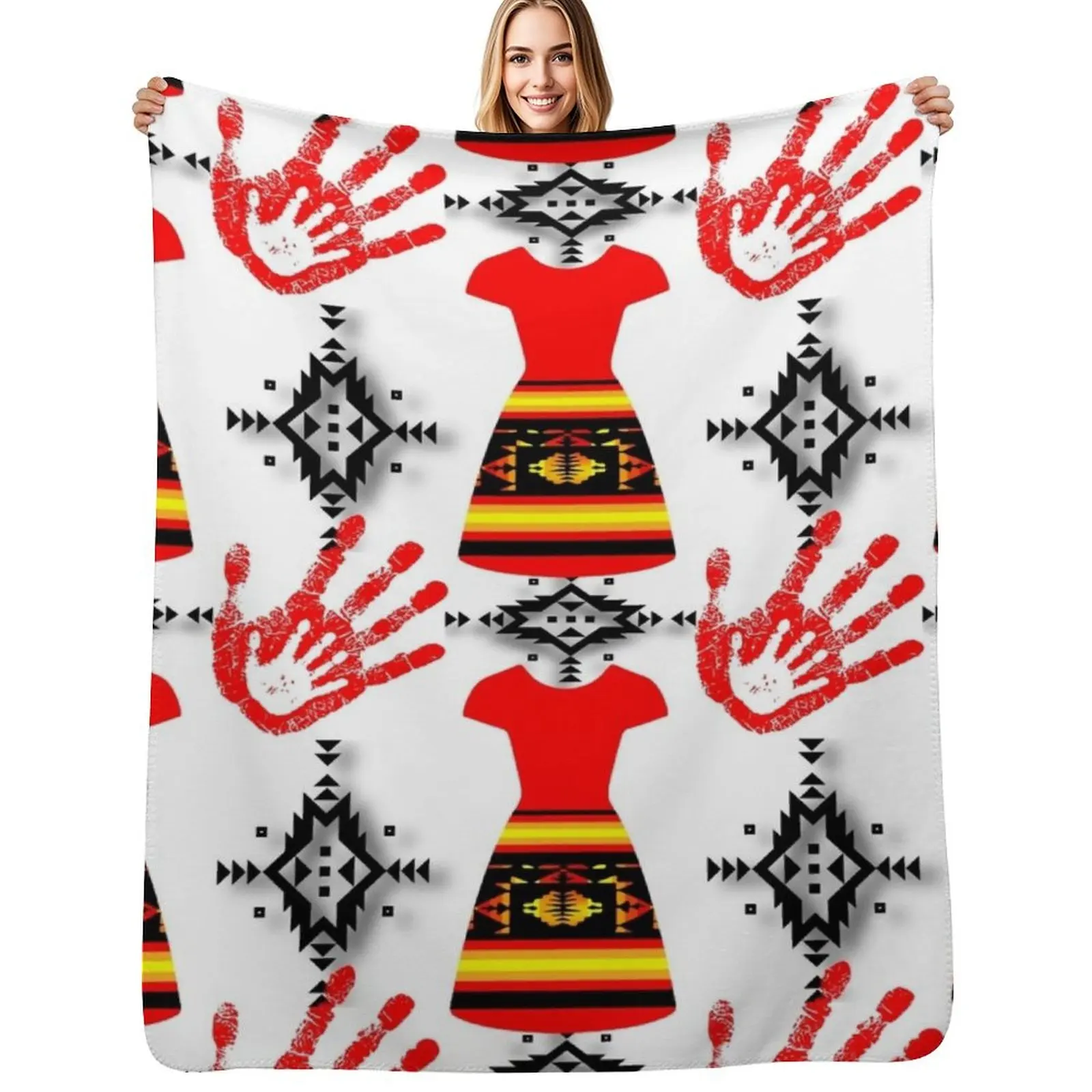 

Red Dress / Red Hand / White Background MMIW Throw Blanket Shaggy Soft Plush Plaid for babies Blankets