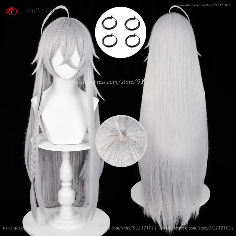 Dd122024 Wig Cosplay Anime Under Taker 90Cm Wig Undertaker Abu-abu Perak Rambut Sintetis Tahan Panas
