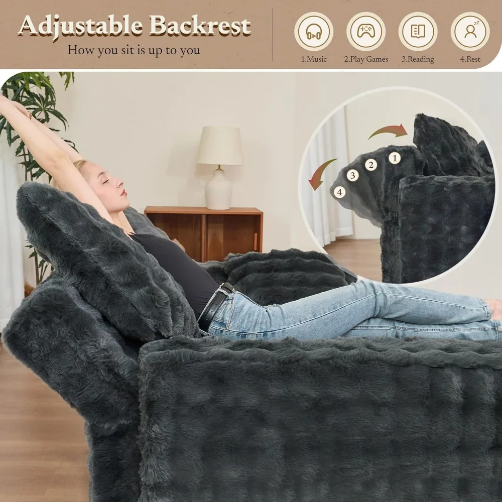 Belffin Upholstered Chaise Lounge Chair Indoor Pull Out Sofa Bed Couch with Pillows Sleeper Couch Plush Corduroy Pull Out Sleepe