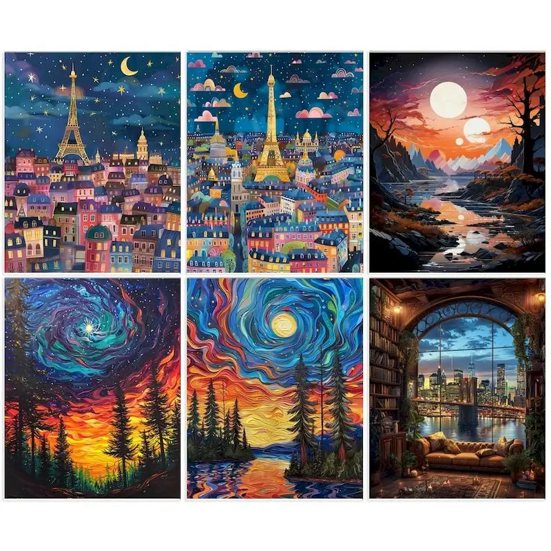 GATYZTORY DIY Pictures By Numbers Landsape Kits Coloring By Number Handicraft Numbers Painting Handiwork Art Wall Decor