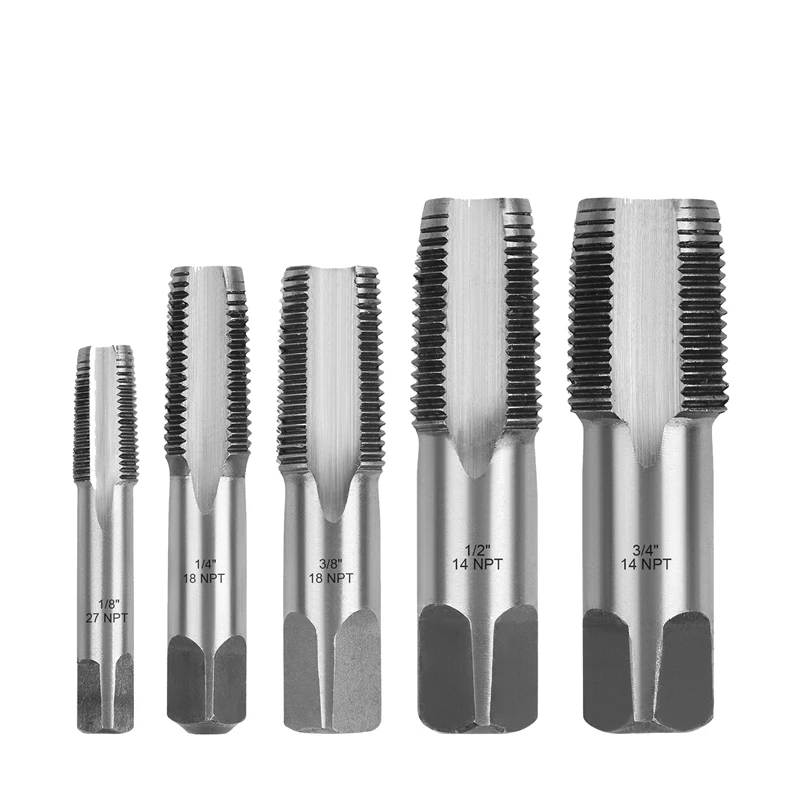 5 Piece NPT Thread Forming Taps Pipe Taps Set For Cleaning Or Re-Thread Damaged Or Jam Pipe Threads