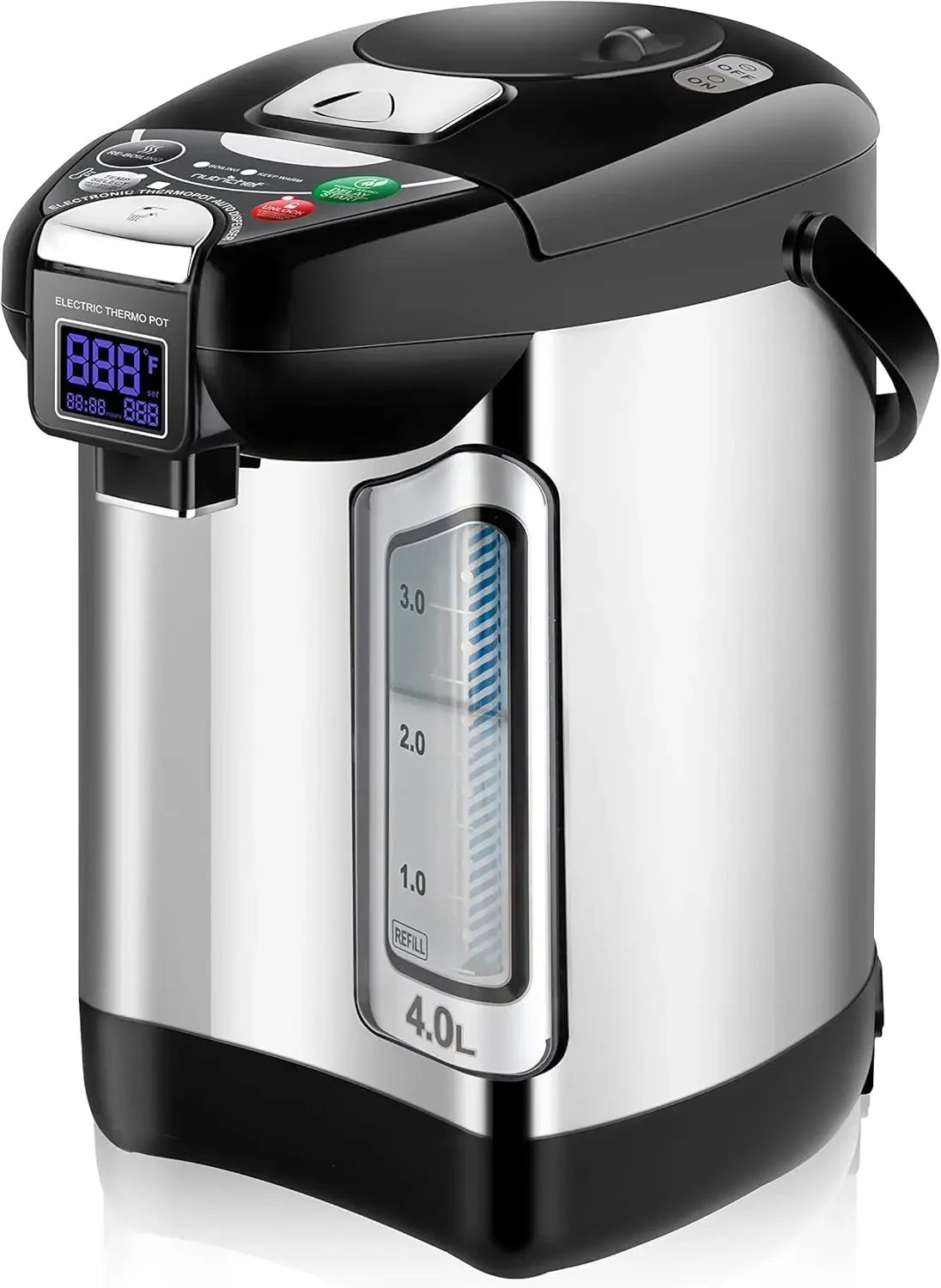 Digital Water Boiler and Warmer - 4L/4.23 Qt Stainless Electric Hot Water Dispenser w/ LCD Display, Rotating Base, Keep Warm, Au