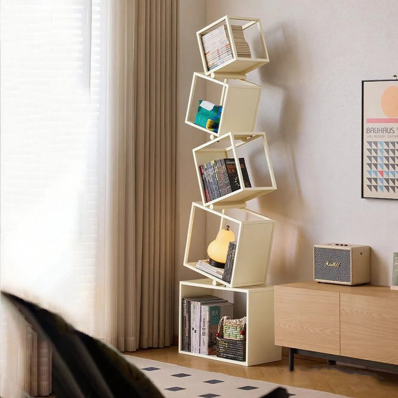 Creative Bookshelf Magazine Book Shelf Dopamine Living Room Display Shelf Integrated against the wall