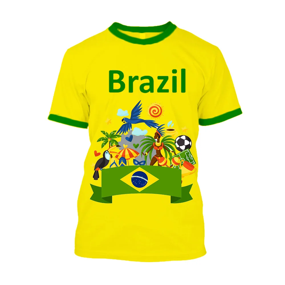 Jumeast Brazil Flag Map Graphic T-shirts Independence Day Printed Football Jersey Men T Shirts Soccer Aesthetic Clothes T-shirty