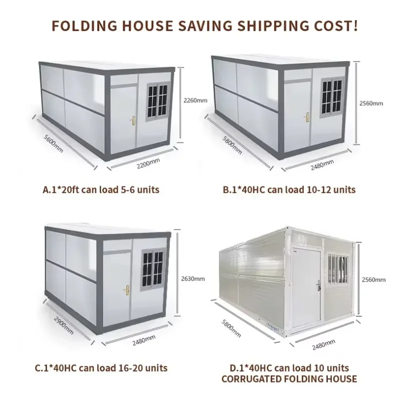 Easy Installation 20Ft Fold Out Flatpack Prefab Homes Tiny Foldable House Folding Container Houses