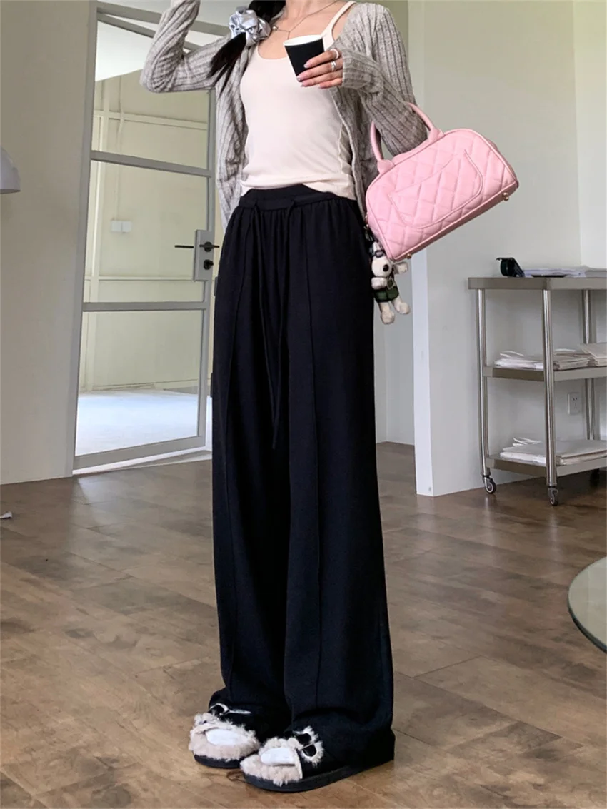 Alien Kitty Casual Solid Pants Women Wide Leg All Match 2023 Office Lady Autumn Chic Minimalist Streetwear Mopping Fashion Slim