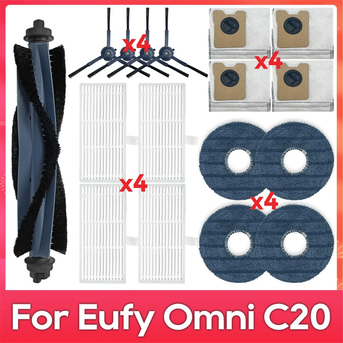 สําหรับ Eufy Omni C20 หุ่นยนต์สูญญากาศอะไหล่หลักแปรงด้านข้างกรอง Mop ผ้าถุงเก็บฝุ่นอุปกรณ์เสริมวัสดุสิ้นเปลือง