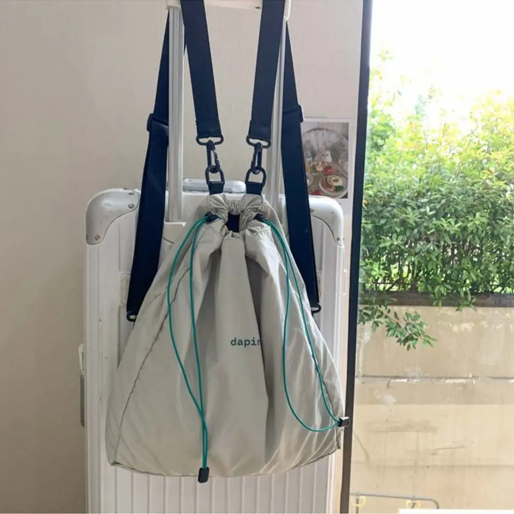

Korean Style Drawstring Backpacks Large Capacity Tote Bag Sport Nylon Bag Solid Color Niche Design Shoulder Bag Office Worker