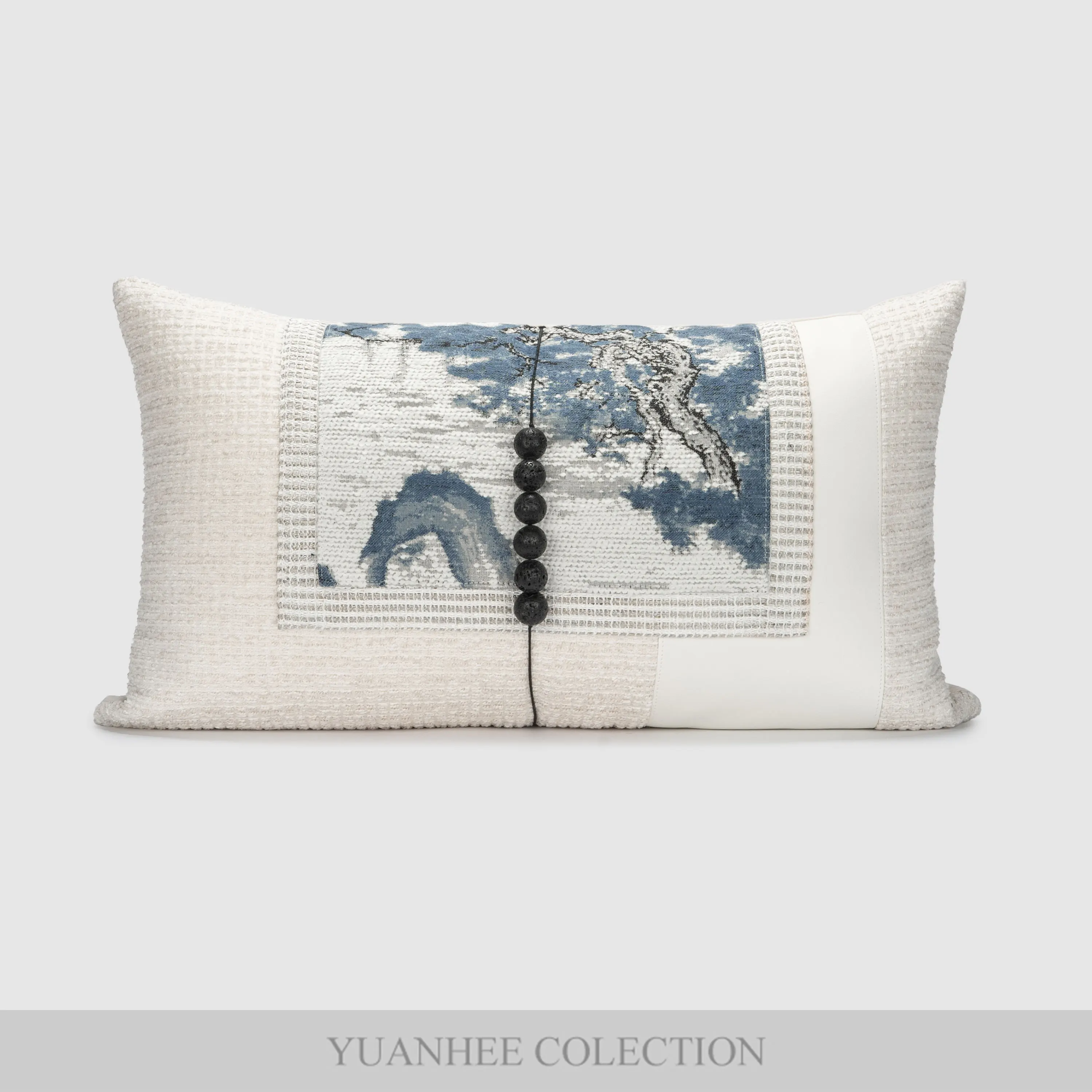 

Новая китайская современная синяя кожаная подушка для дивана в гостиную, для виллы, для дома, для декора интерьера