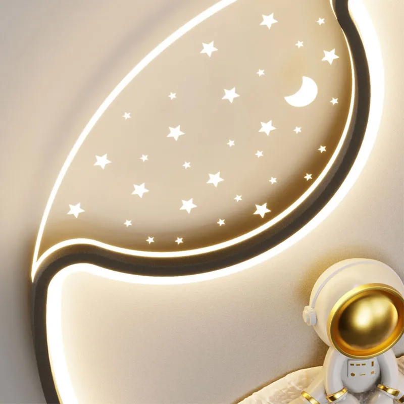Modern Creative Astronaut LED Ceiling Light for Boys Childrens Bedroom Surface Mounted Lamp Lighting Fixture Space Theme Decor