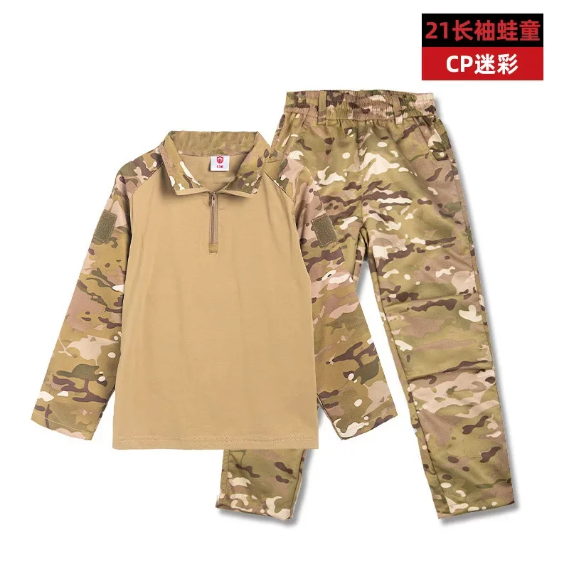 Uniforme de treinamento tático militar para crianças e adultos, camuflagem na selva, top e calças, forças especiais, traje de combate ao ar livre para crianças