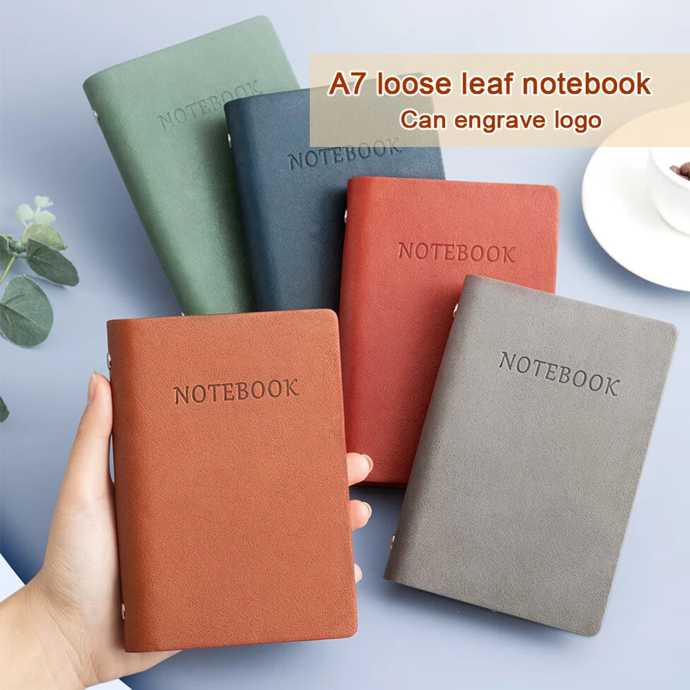 (Can Engrave Logo) A7 Small Loose-leaf Notebook, Replaceable Inner Pages, Student Memo, Mini Ledger, Notepad