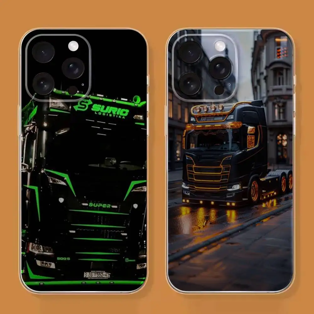 

S-SCANIA Trucks SA-AB Phone Case For iPhone 6,16,15,14,13,12,11,17 Pro,Max,Plus,X,XS,XR,SE,Mini Transparent Soft Cover