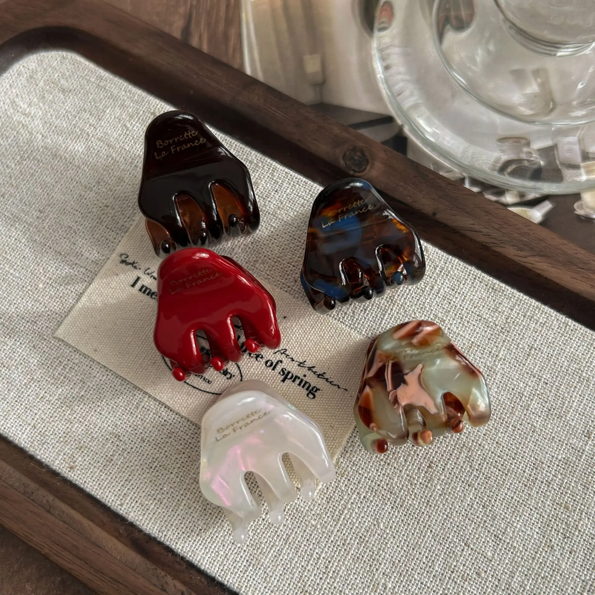 Korean Small Exquisite Hair Claw Acetic Acid Grab Clip Women Girls Bangsside Top Clip Fashion Versatile Headband Hair Grab Clip