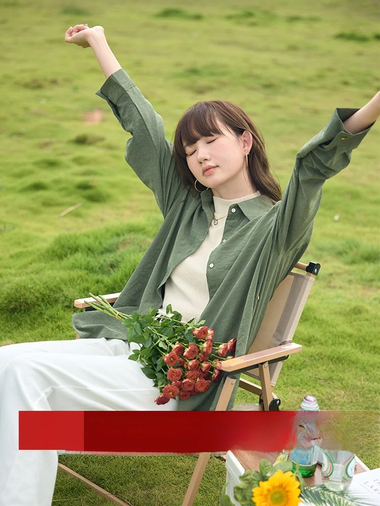 

Осенняя женская рубашка в стиле милитари с длинным рукавом, легкая, повседневная, для ношения под одеждой, верхняя одежда