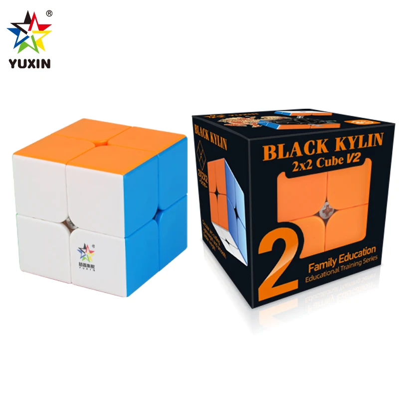 YuXin Schwarzer Kylin-Würfel V2 2X2 Professionelles Geschwindigkeitspuzzle Kinderspielzeug Geschenk Speedcube Original-Zauberwürfel mit spezieller Basis