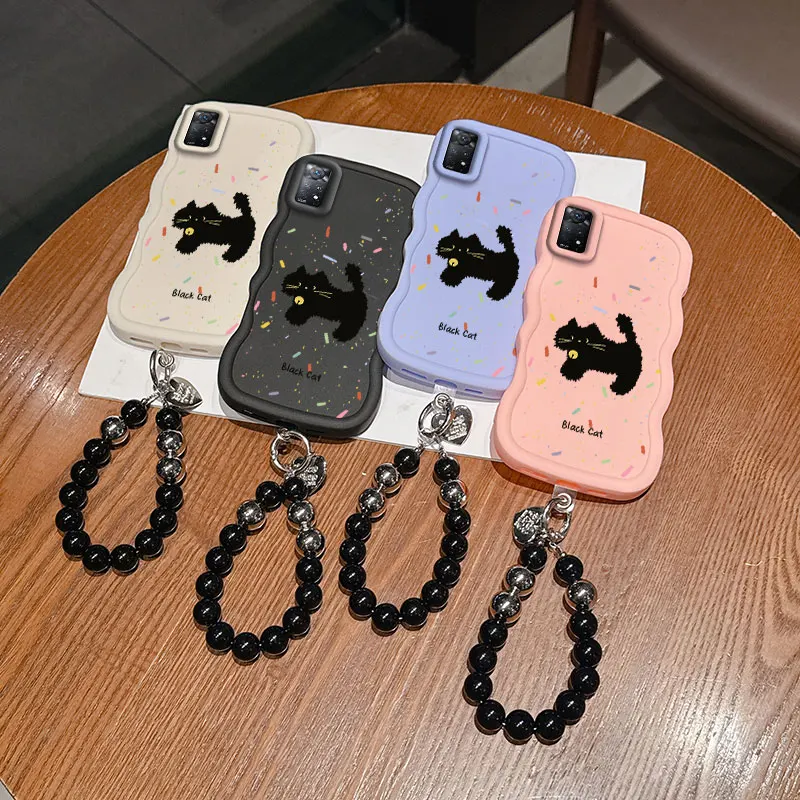 Cocok Untuk Redmi Note 11Pro 5G Casing Kucing dengan Lonceng Terbuat Dari Bahan Fleksibel Anti Gores Dan Tali Gantungan Modis
