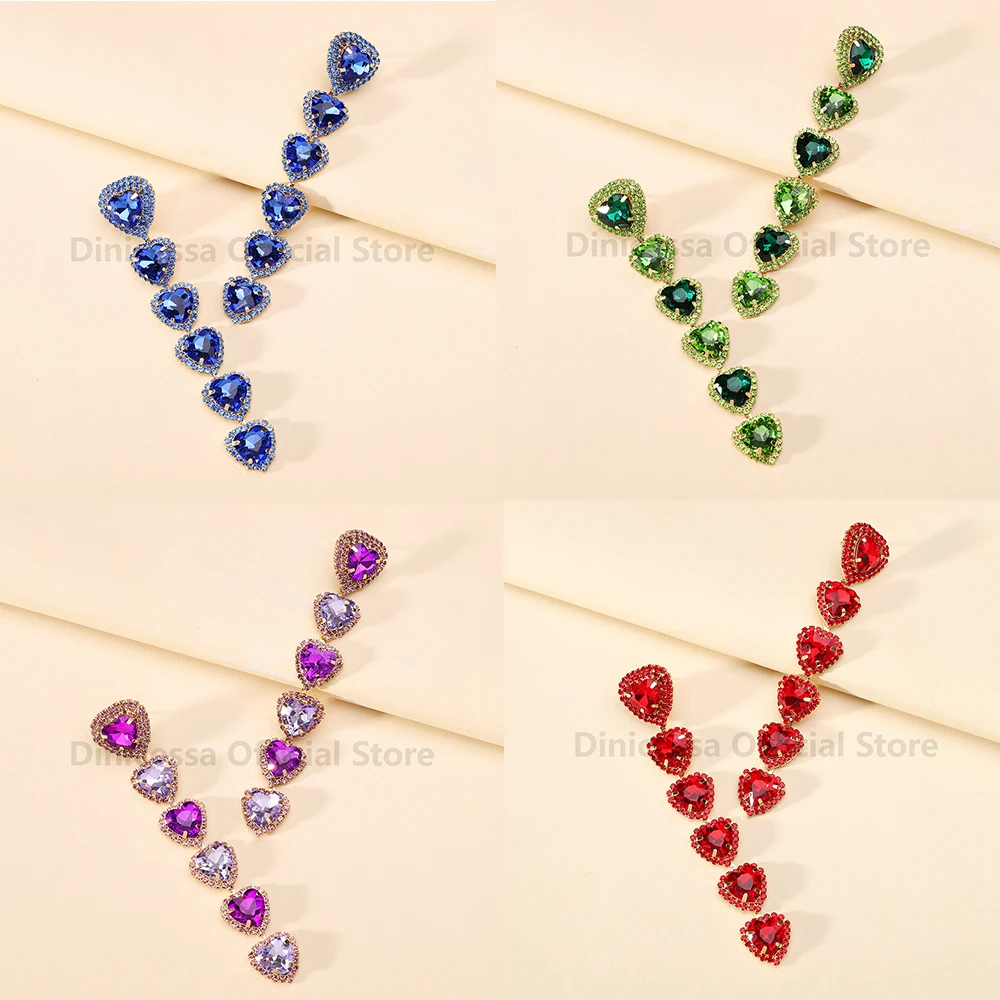 2023 New Fashion Heart Tassel Long Dangle Earrings For Women Girl Charm Luxury Elegant Cute Fairy Holiday Pendant Party Jewelry