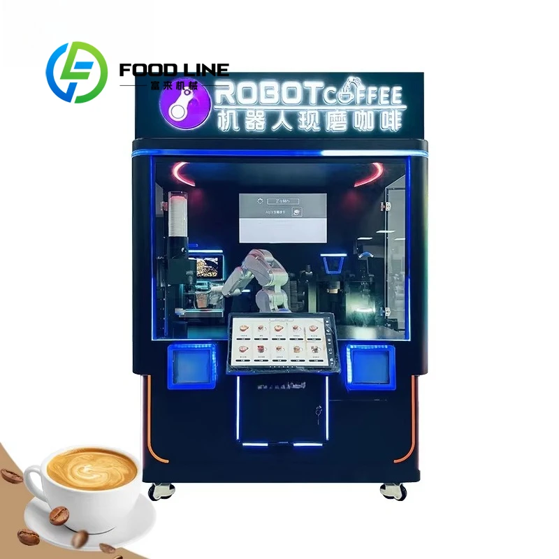 

Custom 24-Hour Automatic Robot Coffee Vending Machine Freshly Ground Coffee Credit Card Payment Metal Material Function