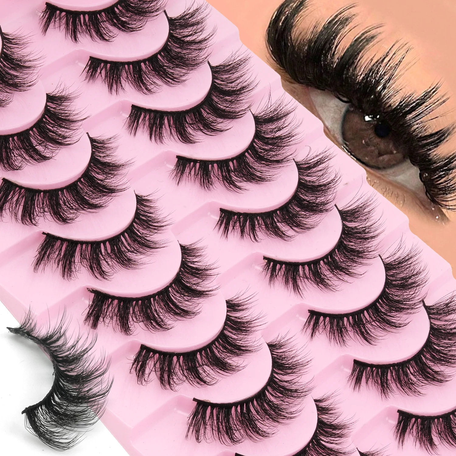 Faux Mink Lash - 10쌍의 폭스 아이 스타일 인조 속눈썹,