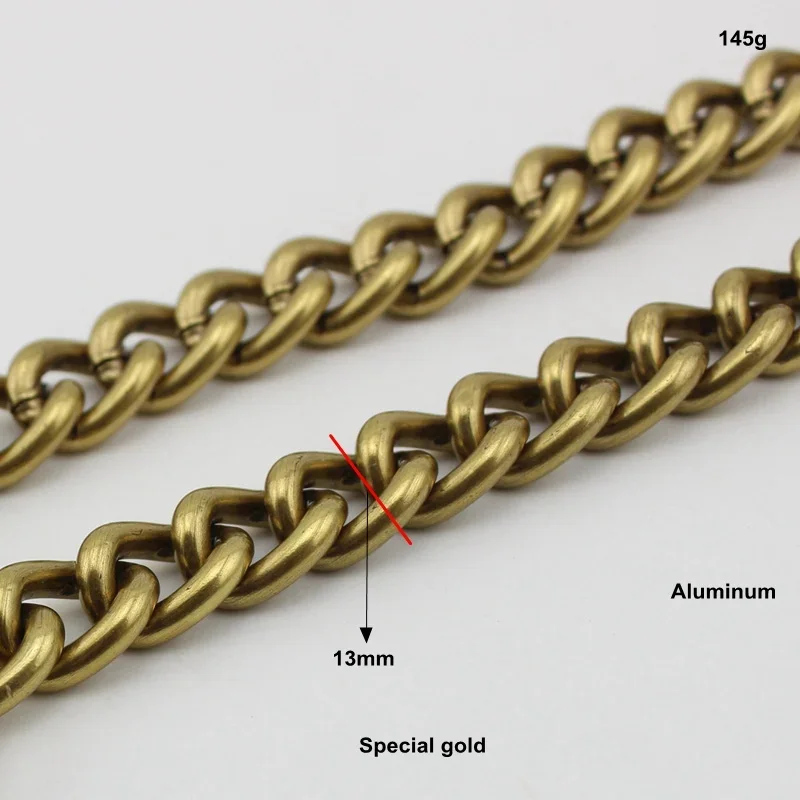 1PC 60-140CM Satin Gold 13MM Aluminum Chains Shoulder Straps For Handbags Purses Bags Strap Replacement Handle Accessories
