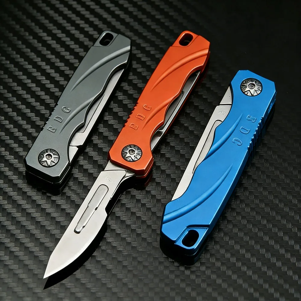 2026 Mini Sharp Knife Small Blade Portable Paper Art Carving Keychain for Express Delivery Unboxing，Free 10 Blades