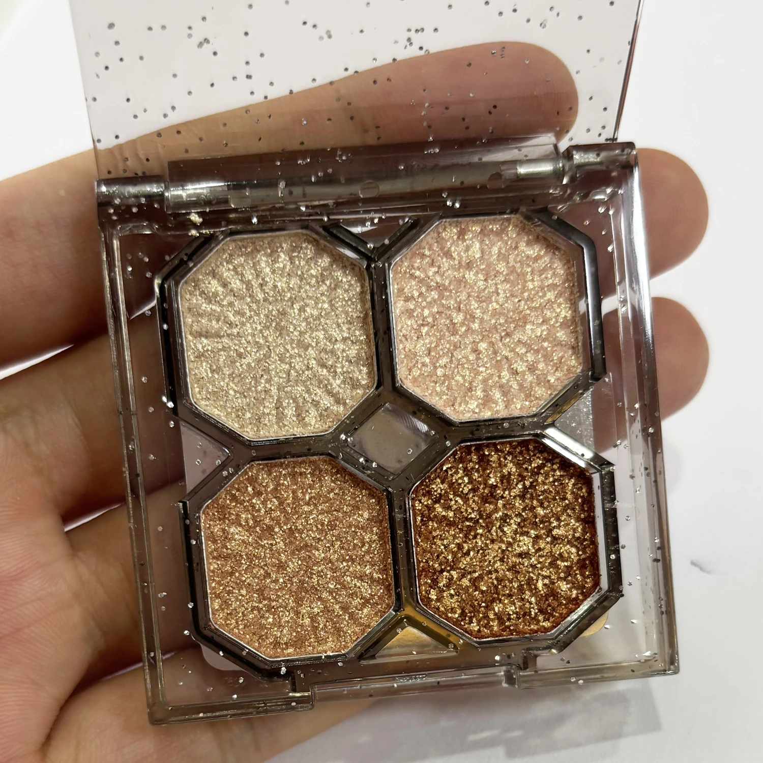 Palette de fards à paupières à paillettes, 4 couleurs, diamant nacré, poudre d'ombre à paupières, cosmétiques, ensemble de paillettes brillantes