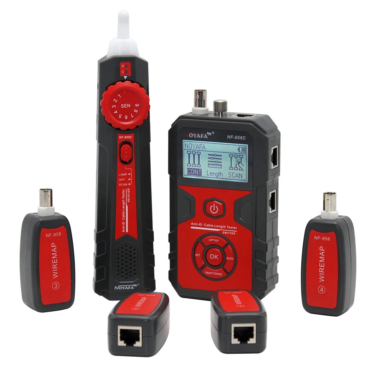 NOYAFA NF-858C Multifunction LCD Cable Tester Continuity Test RJ11 RJ45 BNC And USB Tracer For Cat5 Cat6 And Coaxial Cable