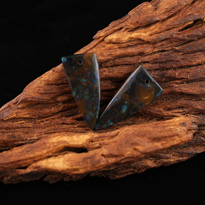 

AAA+Artisan-Crafted Chrysocolla Earring Beads, Handmade Natural stones beads, Polished Stones for jewelry Making Supplies