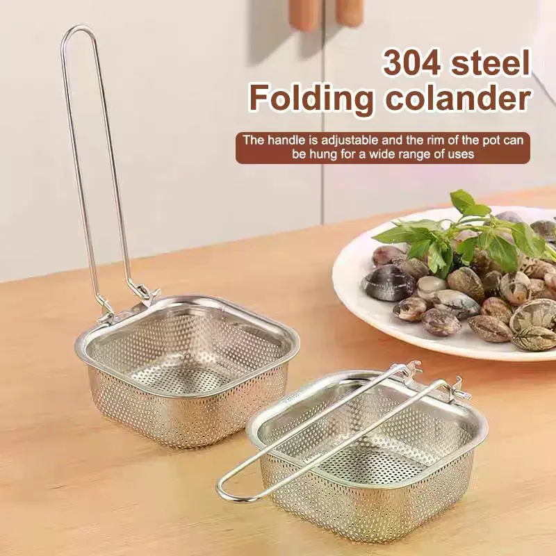 Pasta Basket Blanching Stainless Steel Fry Basket, Spaghetti Strainer, Noodles Strainer For Picking Ramen, Cooking Dumplings 1PC