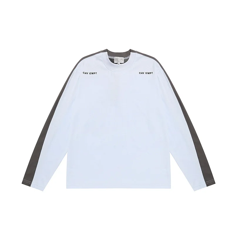 Daily Minimalist Color Blocked CAVEMPT Long Sleeved Tops New Men Women Casual Round Neck Short Sleeved CE T-shirt