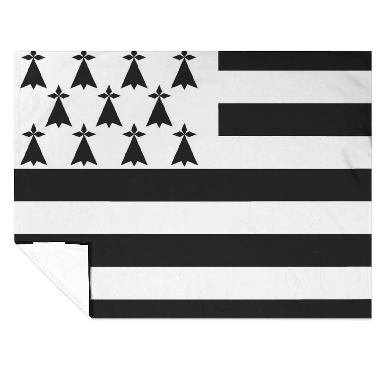 

Flag of Brittany Drapeau Breton Gwenn-ha-du Ermine black and White HD HIGH QUALITY ONLINE STORE Throw Blanket