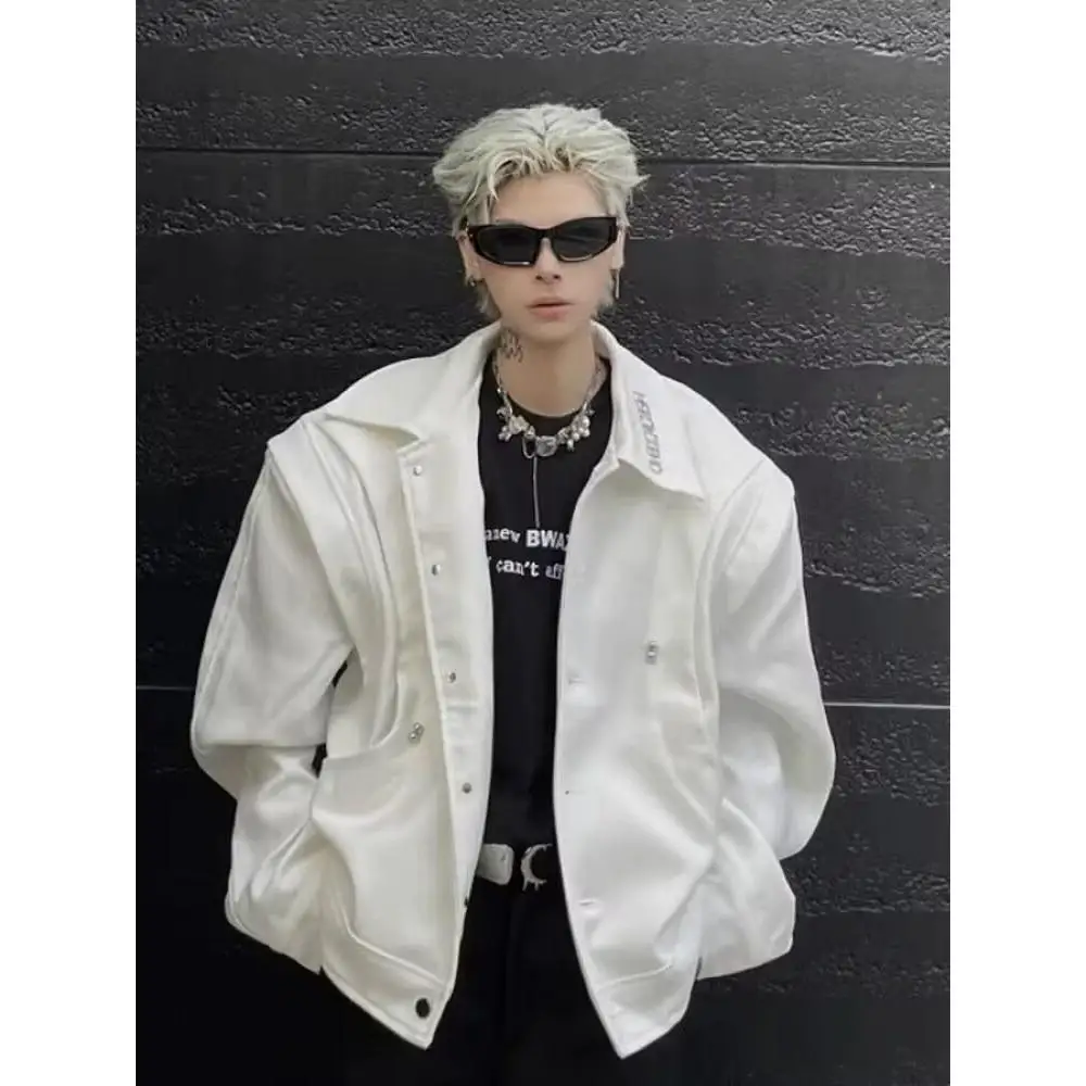 

ort oulder Pad Jaet Men's Women's Autumn Winter Faion Brand Design Cleanfit Deconstruction Knife Casual Suit Coat