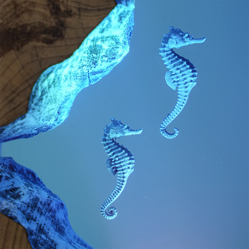 Seahorse Theme Organic Resin Light Creative Art Night Light Craft Decoration Ocean Animals Landscape Table Lamp USB Charge