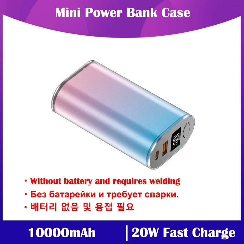 

Portable Power Bank Case DIY 10000mAh TypeC Mini Mobile Phone 21700 Batteries Charger QC 22.5W Fast Charging For Xiaomi Samsung