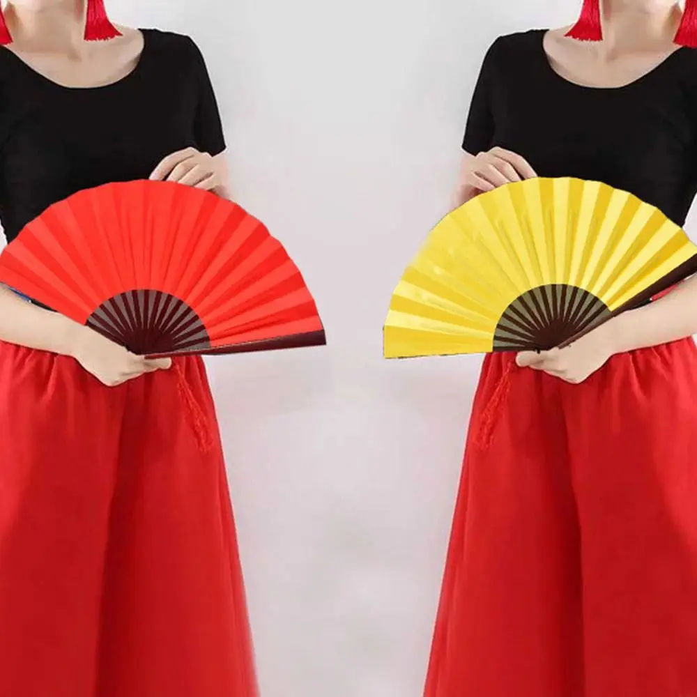 48cm Chinese Tai Chi Wedding Party Decor Kung Fu Fan Folding Stage Fan Plastic Bone Fan Yoga Fan