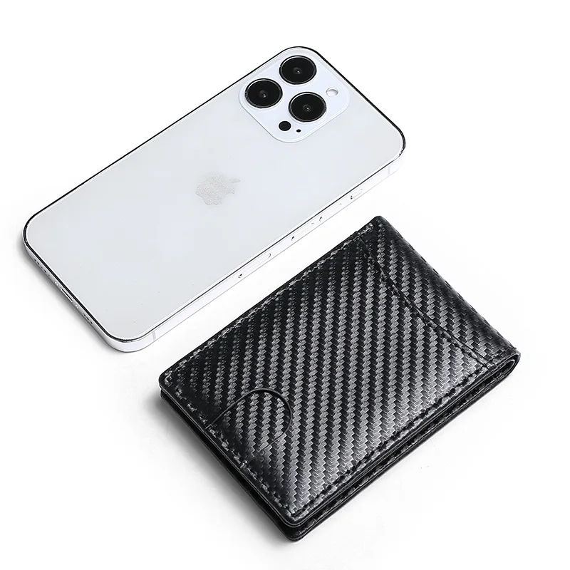 Pince à billets en fibre de carbone pour homme, cuir véritable, blocage RFID, portefeuille Airtag pour homme, support sécurisé pour carte de crédit Apple Air Tag