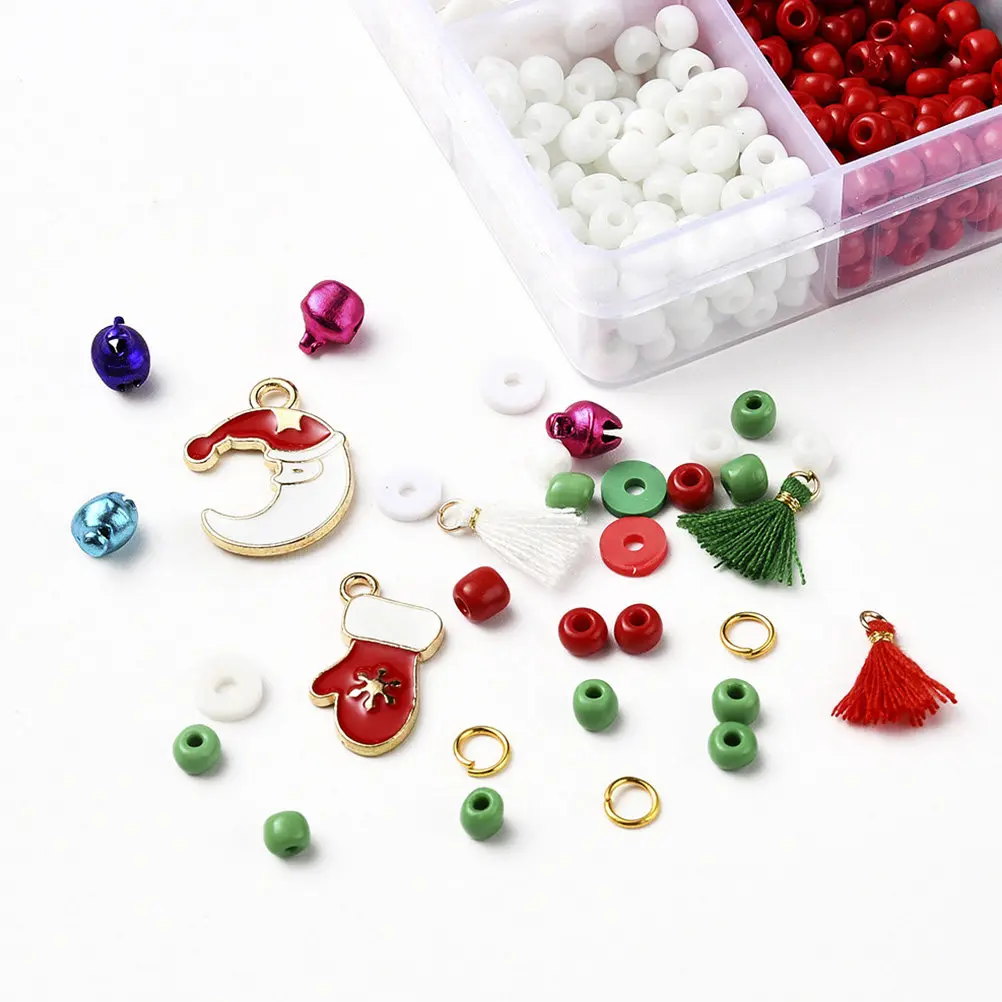 1 Juego de Cuentas de Arcilla Suave para Hacer Joyas DIY, Kit de Materiales para Pendientes con Temática Navideña, Accesorios Elegantes para Personalizar