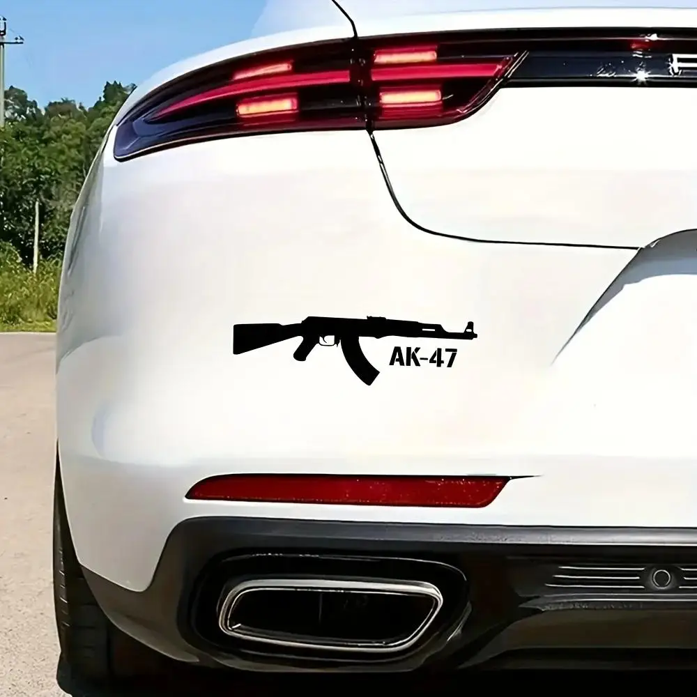 

1pc Sticker, Black Gun Design Decal, Durable Self-Adhesive Vinyl, Auto Styling Accessory