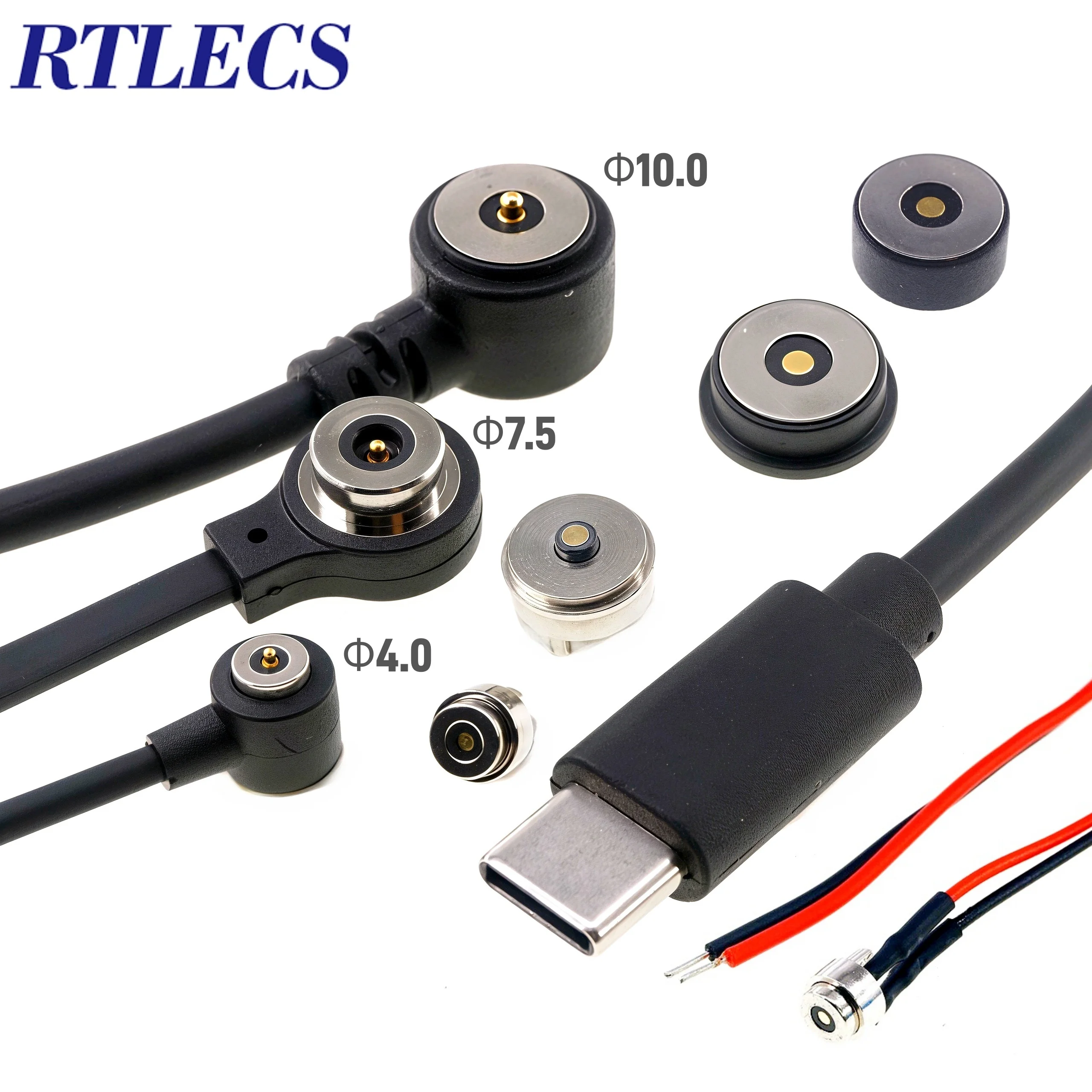 Roated Magnetic Pogo Pin Spring Loaded Connector Type C Cable DC Power Charging for Watch Smart Ring Beauty&Health Toy Adapter