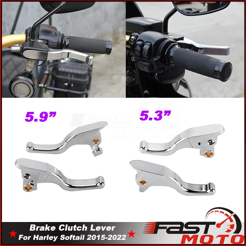 

Chrome 3 Finger 5.9" 2Finger 5.3" CNC Brake Clutch Lever For Harley Softail 15-22 Low Rider Slim Street Bob Sport Glide Standard