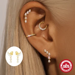 ROXI 925 Sterling Silver DIY Wear Delicate Zircon Buckle Hoop Earring/Body Piercing for Women Tassel Stud Earrings Party Jewelry