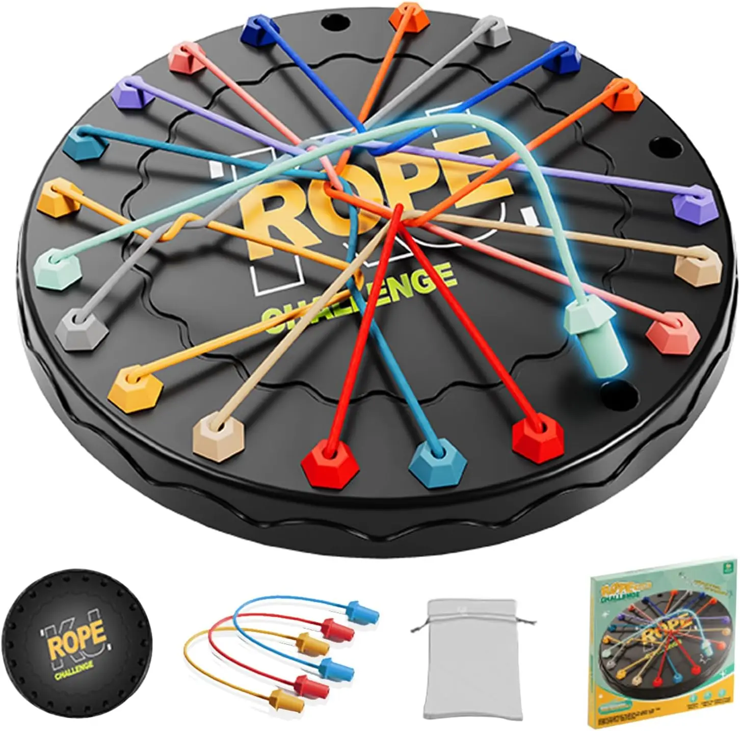 Rope Untangling Stack Challege Puzzle Board Game for ADHD Kid & Autism Adult, Stress Relief Fidget Toys Family Travel Party Gift