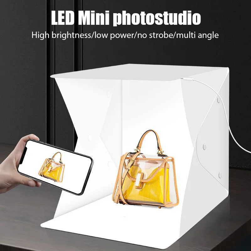 Folding Lightbox Portable Photography LED Photo Studio Tent LED Softbox Background Kit USB Mini Light Box For DSLR Camera