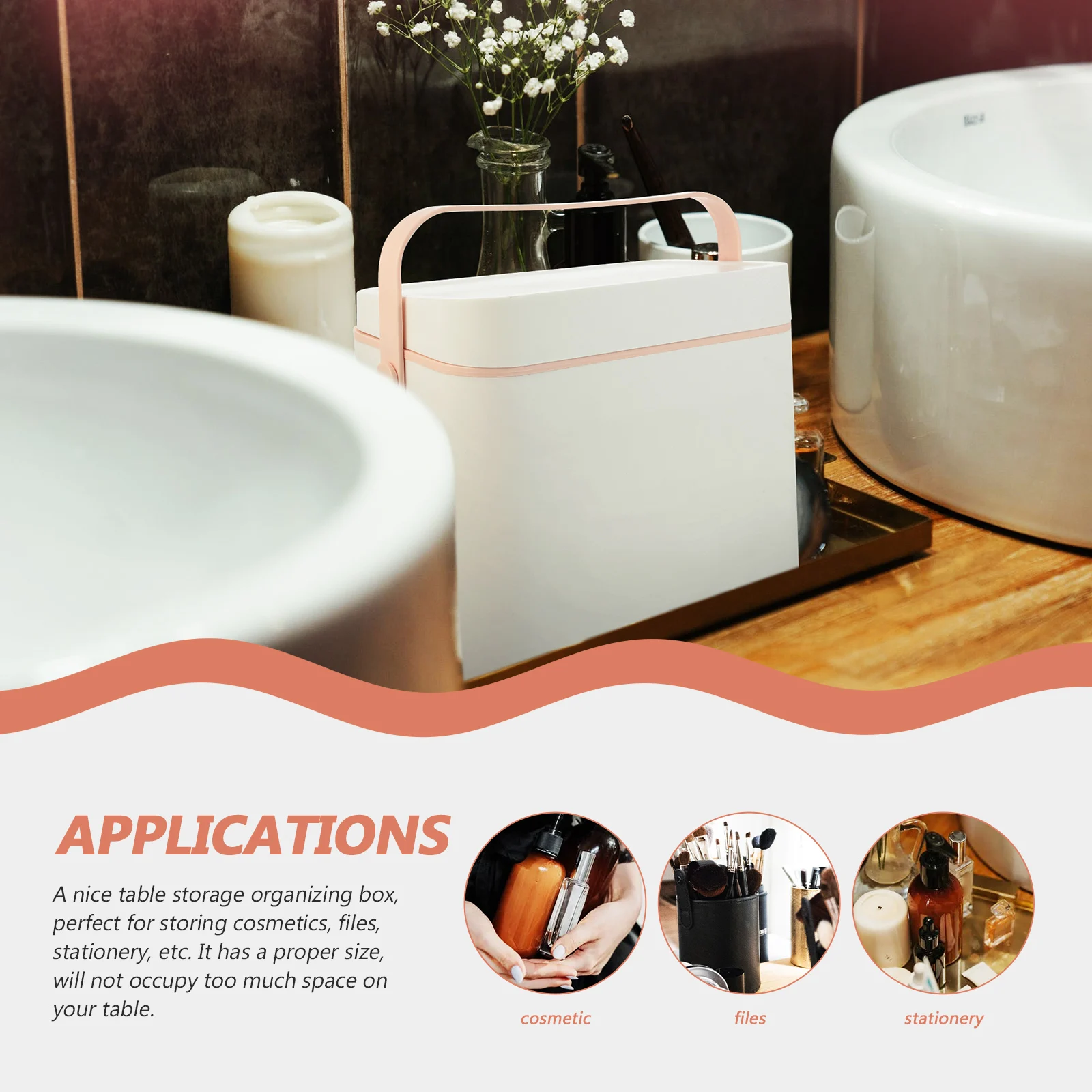 

Cosmetics Box Simple Style ABS Storage Organizer High Definition Mirror Makeup Skincare Container Desktop Tidy