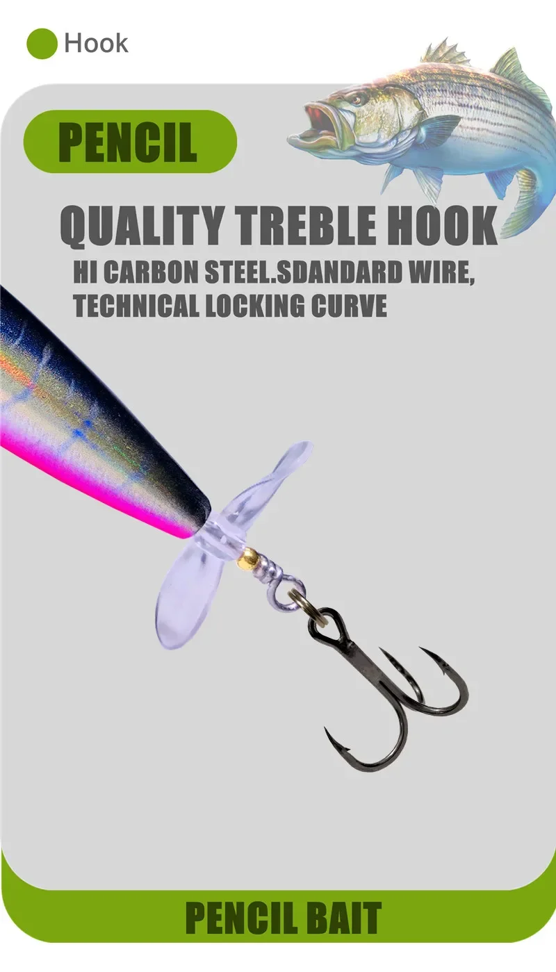 GREENSPIDE Propeller Bleistift Topwater Angeln Köder 95mm 12,5g Bass Fishing Tackle Angeln Zubehör Salzwasser Lockt Fisch Köder – Detail 5