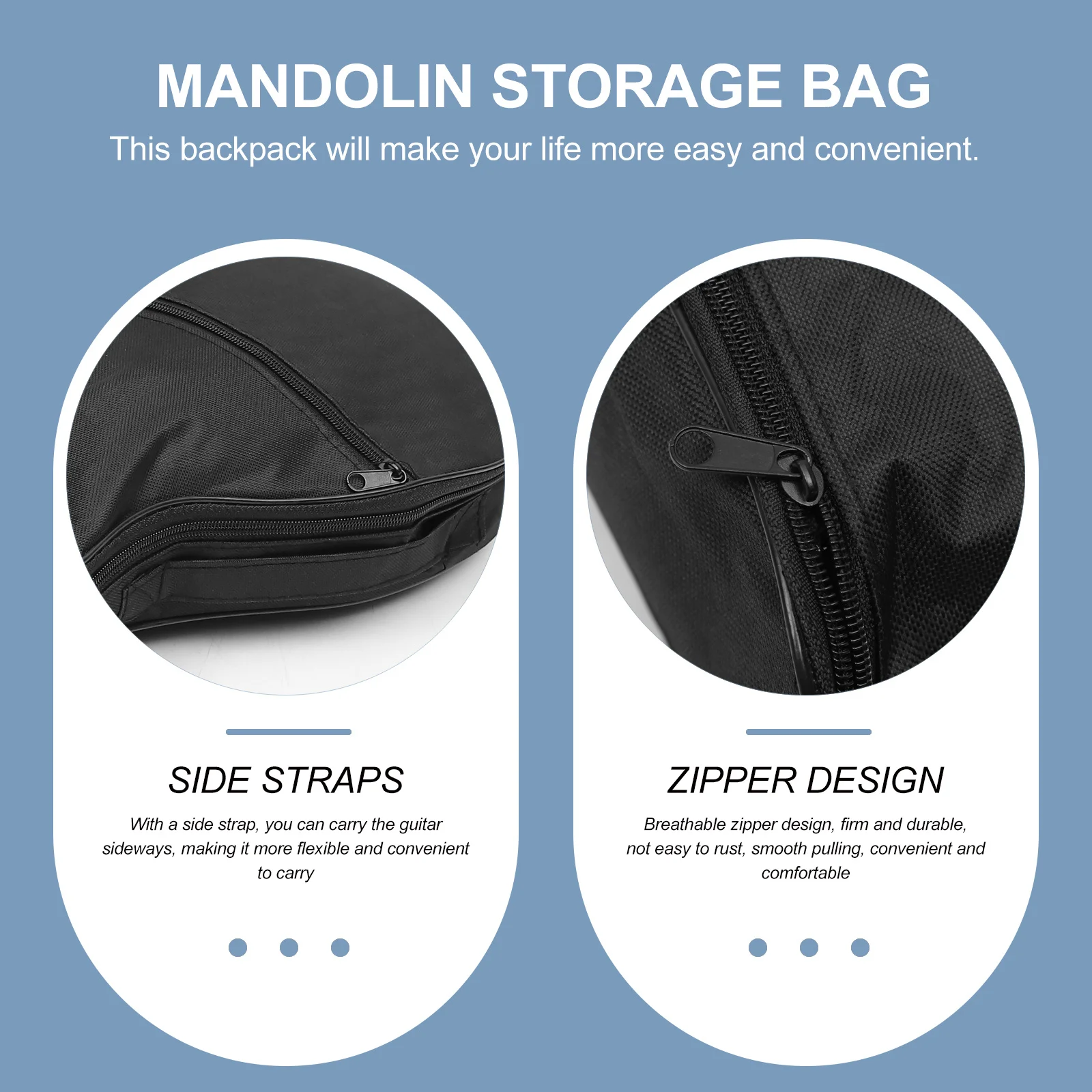

1pc Mandolin Carry Shoulder Backpack Storage Pouch Waterproof Lightweight Heavy Duty Canvas Gig Bag Thickened Wear Resistant