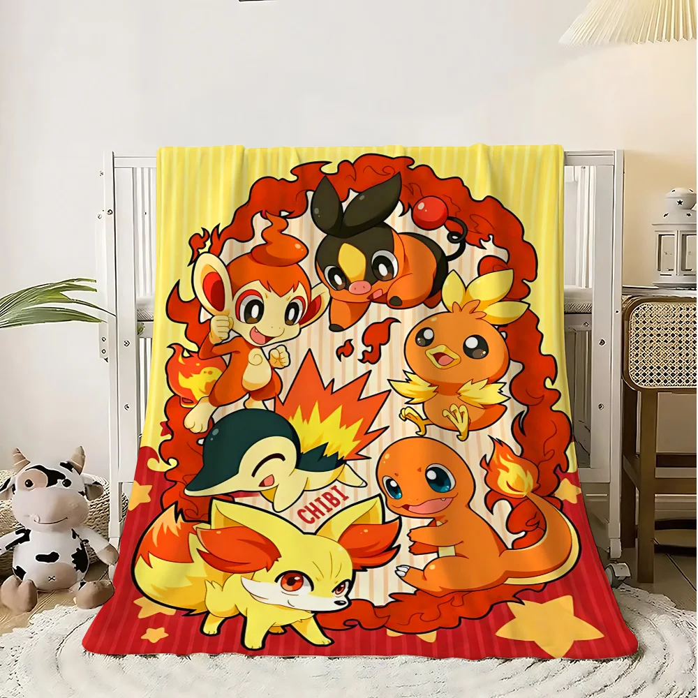Manta de cojín para sofá, Pokepokes Kawaii de invierno, decoración de dormitorio, colcha en la cama, mantas suaves y esponjosas, manta cálida para el hogar