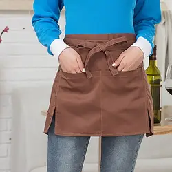 Universal Unisex Half Bust Bib Apron Restaurant Kitchen Coffee Tea Shop Waitress Chef Uniforms Waist Short Apron With Pockets