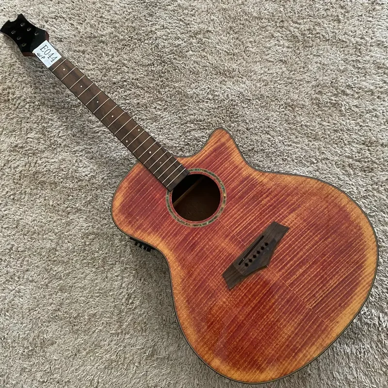 E044 Original Xavier Without LOGO Electric With Acoustic Guitar With Pickups Unfinished for DIY 20 Frets Wood Damage